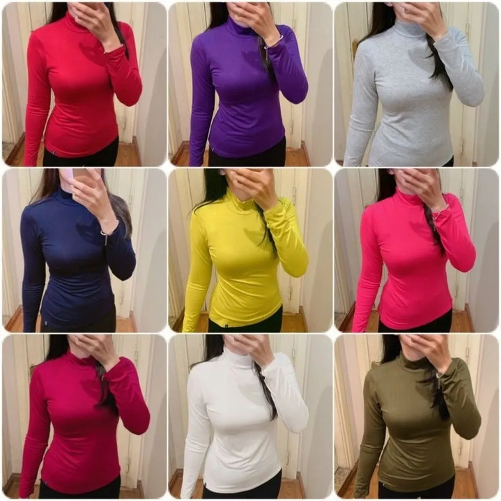 Alternative view of Combo 5 Áo Giữ Nhiệt Nữ Cổ 5p Cotton Hàng Made In Việt Nam Size Xl