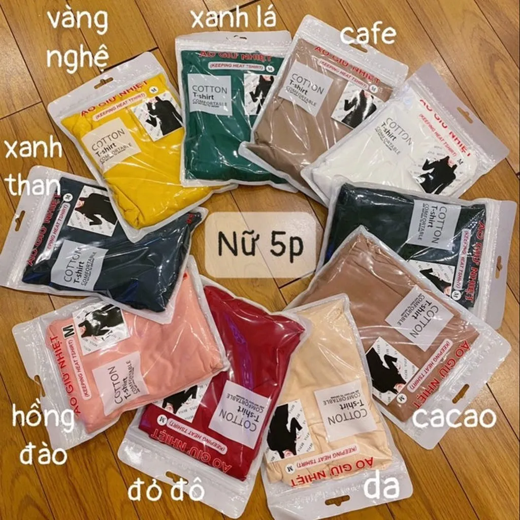 Combo 5 Áo Giữ Nhiệt Nữ Cổ 5p Cotton Hàng Made In Việt Nam Size Xxl