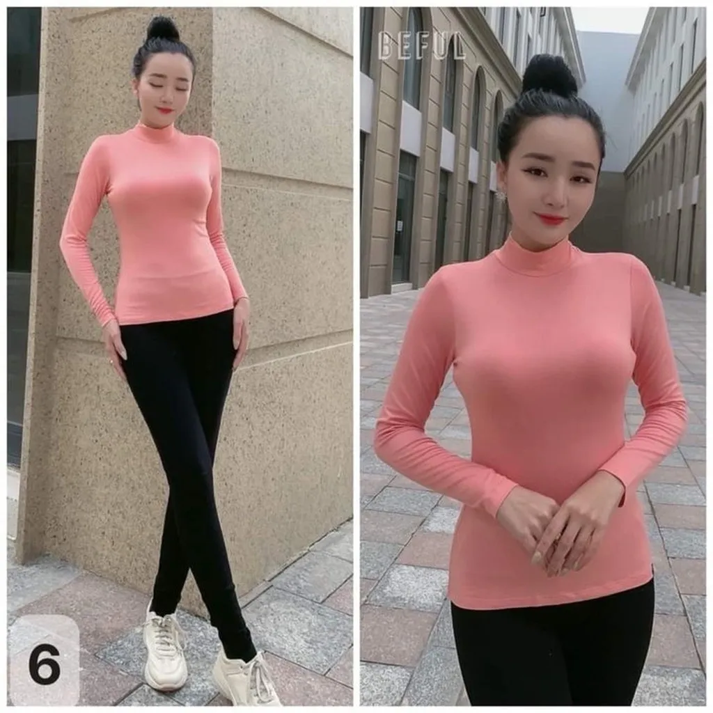 Combo 2 Áo Giữ Nhiệt Nữ Cổ 5p Cotton Hàng Made In Việt Nam Size M Hồng Đào
