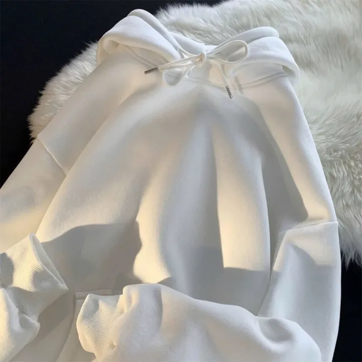 Alternative view of Áo Nỉ Hoodie Trơn Dây Nhỏ Mũ Rộng 2 Lớp Unisex Nam Nữ Mặc Được