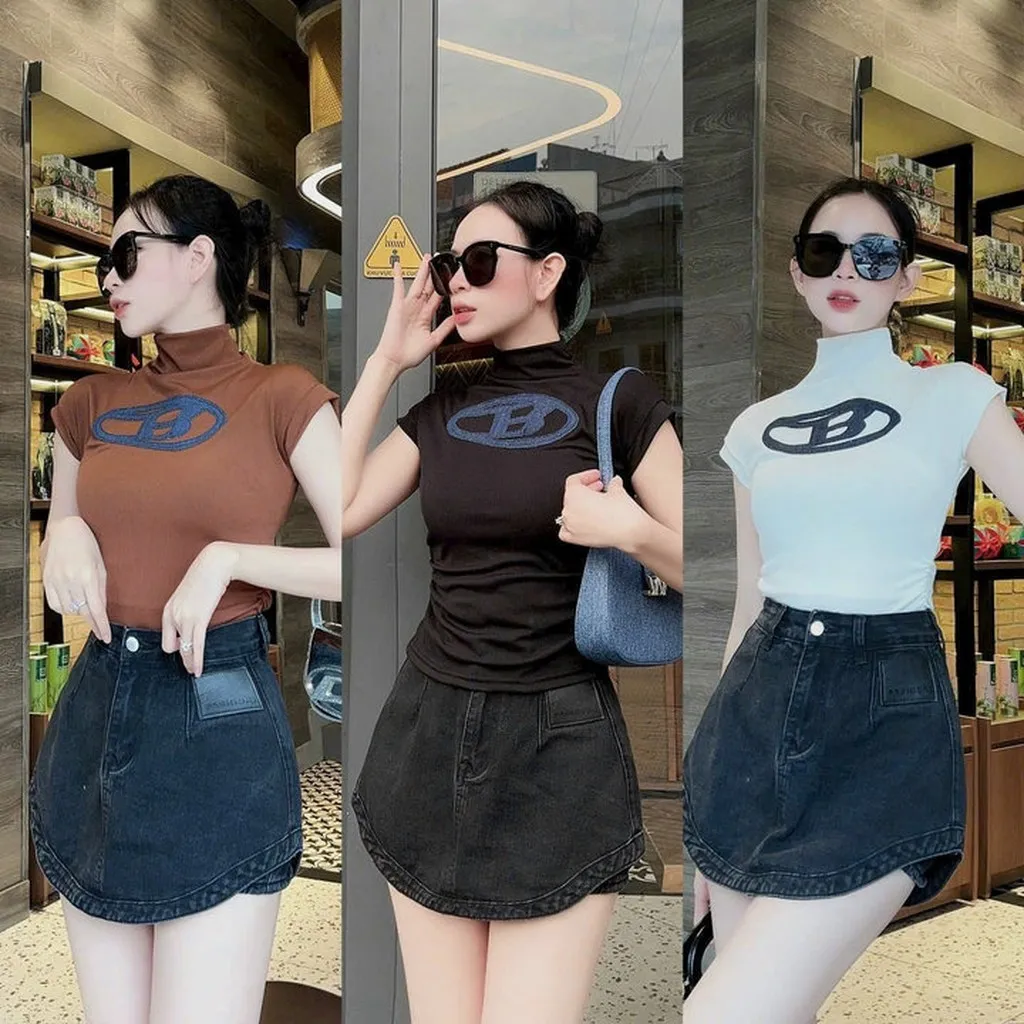Áo Thun Borip Chữ B Cổ Cao Hot Trend - Kim