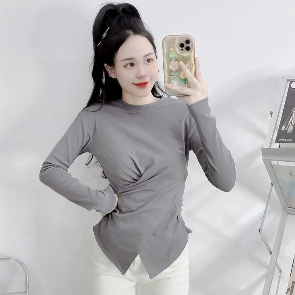 Alternative view of Áo Kiểu Tay Dài Tăm Lạnh Vạc Chéo - Lê Phương Boutique