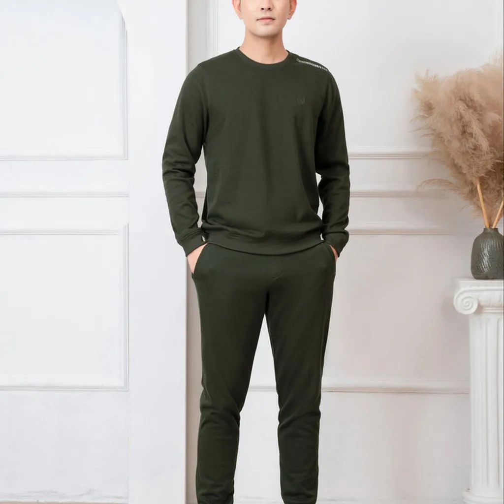 Alternative view of Bộ Nỉ Aligro Cổ Tròn Màu Xanh Rêu Bn.12 - Aligro