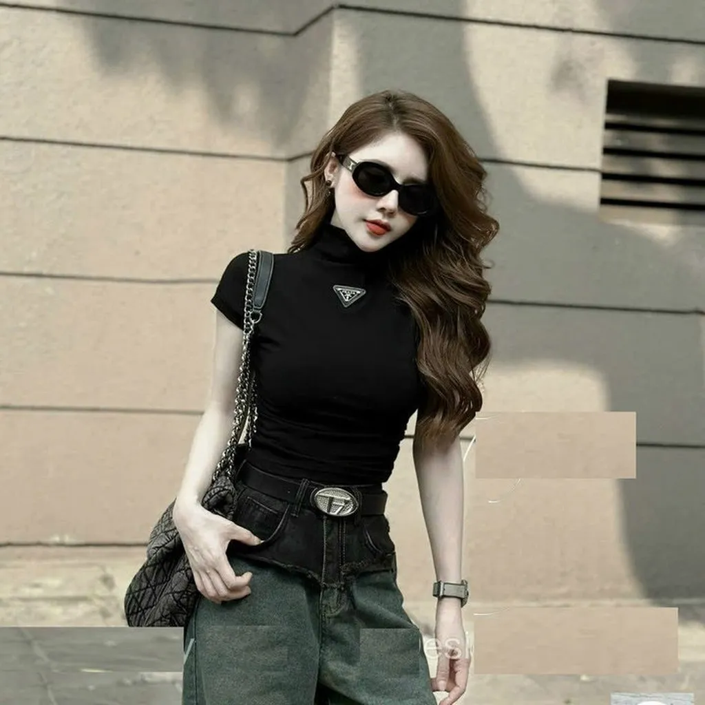 Áo Thun Borip Cổ Lọ Ôm Body Tay Ngắn - Kim