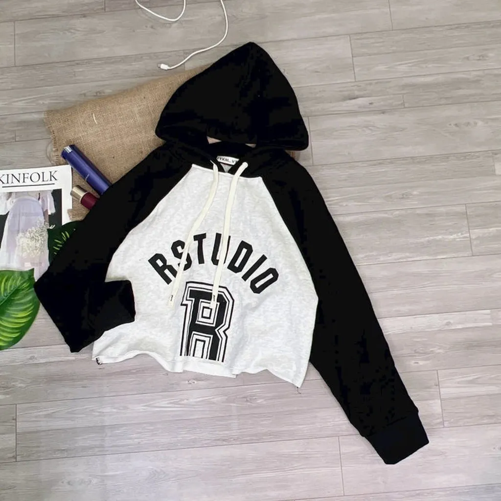 Áo Hoodie Nỉ Ngoại Lửng Cắt Raplan Chưx Rstudio Xinh Xắn - Kim