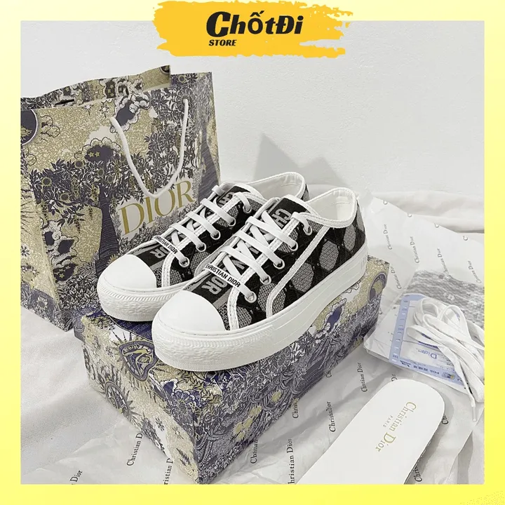 Giày Sneaker Nam Nữ Dior Canvas Thêu Hoạ Tiết Hình Thoi, Chất Lượng Siêu Cấp, Hàng Chuẩn Trung Hg006 - Chốt Đi Store