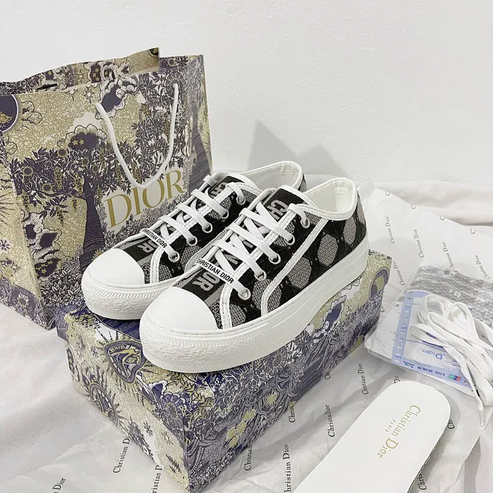 Alternative view of Giày Sneaker Nam Nữ Dior Canvas Thêu Hoạ Tiết Hình Thoi, Chất Lượng Siêu Cấp, Hàng Chuẩn Trung Hg006 - Chốt Đi Store
