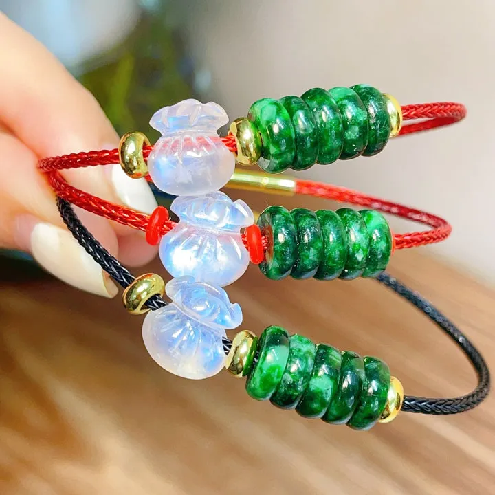 Alternative view of Vòng Tay Túi Tiền Đá Moonstone Ngũ Điếu Ngọc Cẩm Thạch Sơn Thủy Thiên Nhiên - Thắng Giang