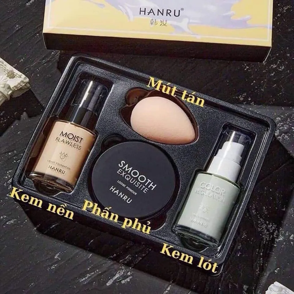 Bộ Sản Phẩm Kem Nền Trang Điểm Hanru Gồm 4 Món Đa Năng Tiện Dụng - Gdn