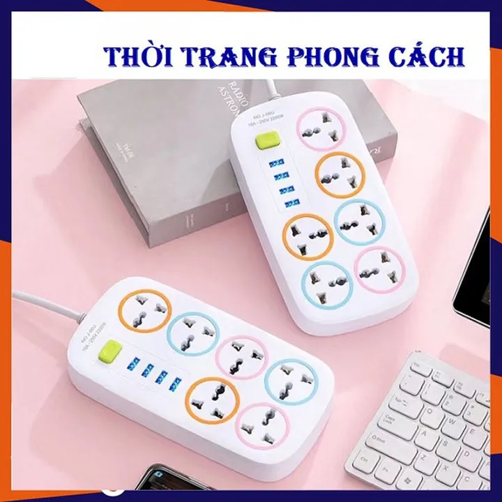 Ổ Điện Đa Năng Thông Minh 2 In 1 Gồm 6 Lỗ Cắm Và 4 Cổng Usb Tiện Dụng, Màu Sắc Sang Trọng Ld034 - Lady's Passion