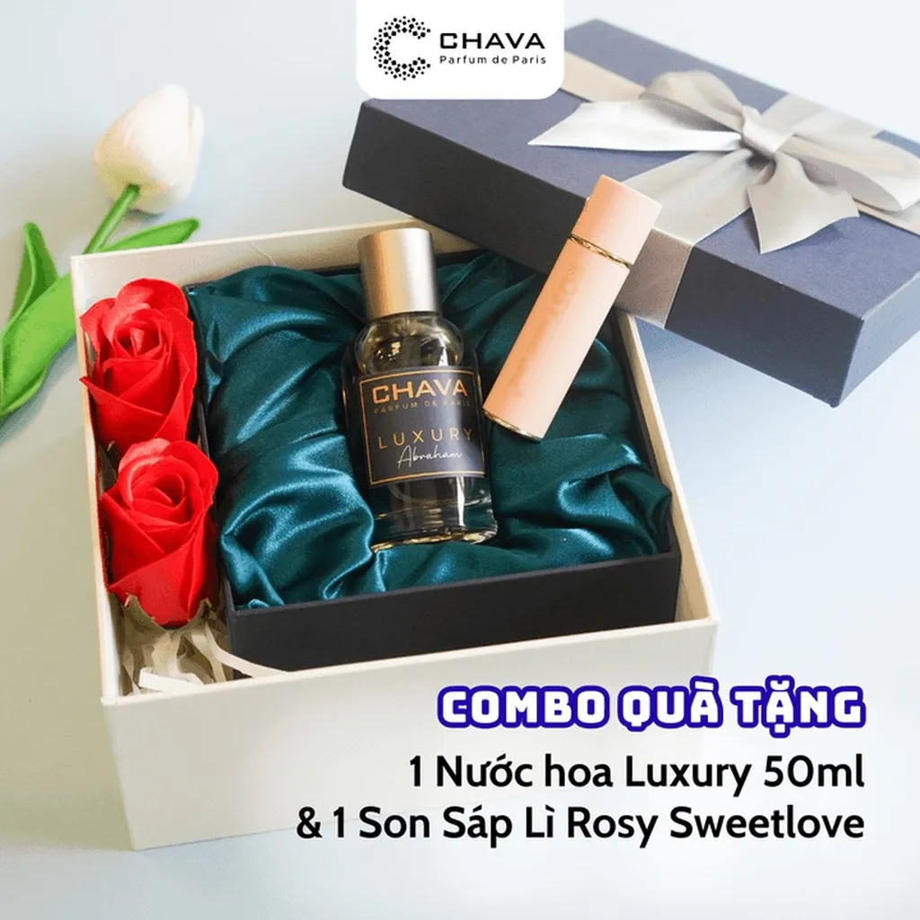 [combo Quà Tặng] 1 Nước Hoa Luxury 50ml + 1 Son Sáp Lì Rosy Sweetlove - Chava