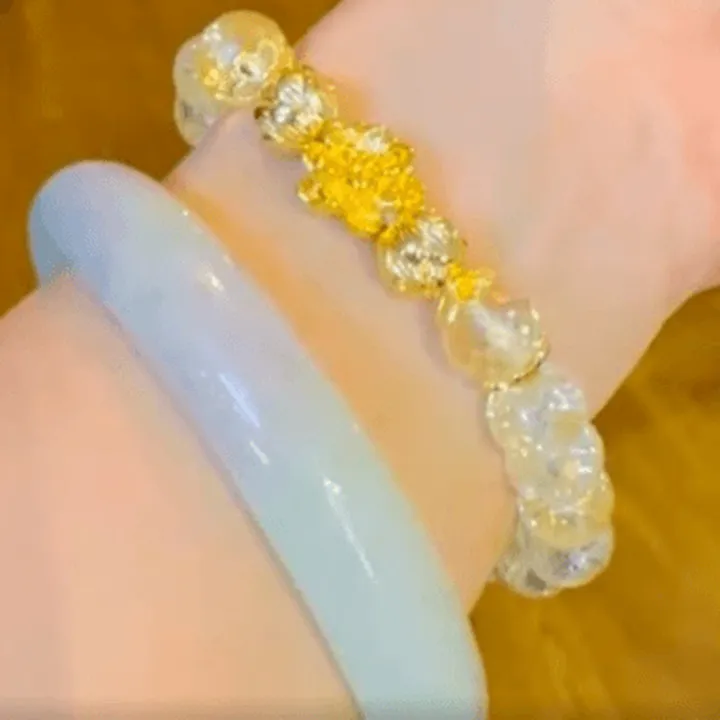 [chiếc] Vòng Tay Đá Moissanite 8 Li Kết Hợp Với Charm Hoa Sen - Ttvtdm