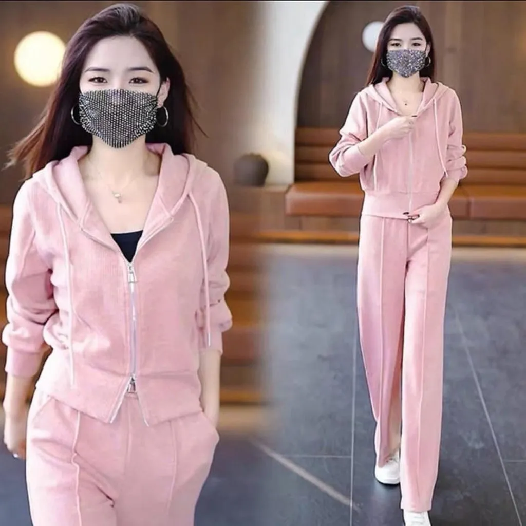 Alternative view of Bộ Đồ Thun Nữ Trơn Co Dãn Cotton Có Dây Kéo Thời Trang Hot - Htm Fashion