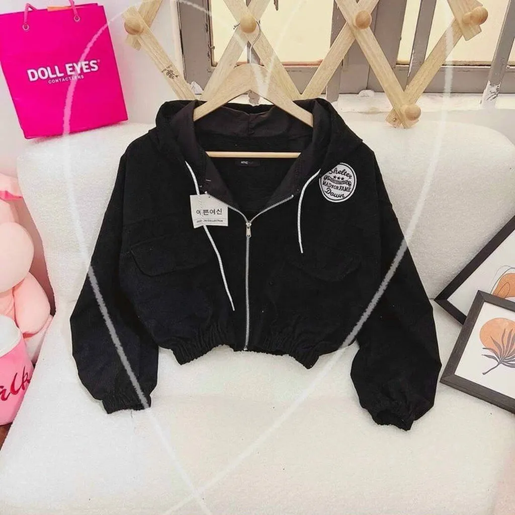 Áo Khoác Nhung Tăm Nữ Dáng Thêu Chữ D&g Có 2 Túi Hộp Phía Trước - Htm Fashion