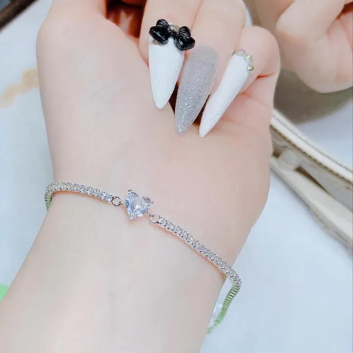 Lắc Tay Dải Đá Tâm Trái Tim Bạc Ta Cao Cấp - Thắng Giang
