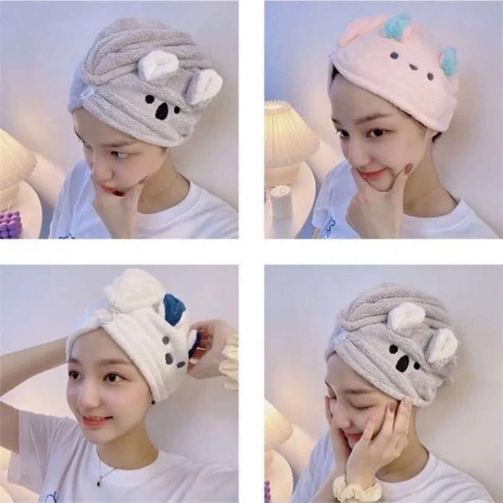 Khăn Quấn Ủ Tóc Siêu Thấm, Làm Khô Tóc Hình Thú Cute - Silver