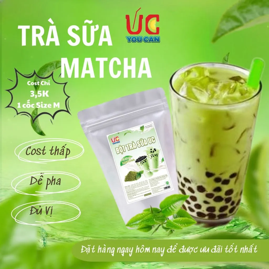 Bột Trà Sữa Matcha Hòa Tan, Trà Sữa Trân Châu Đậm Vị, Thơm Ngon, Dễ Pha, Nước Uống Giải Khát Túi 500gr - Lady's Passion