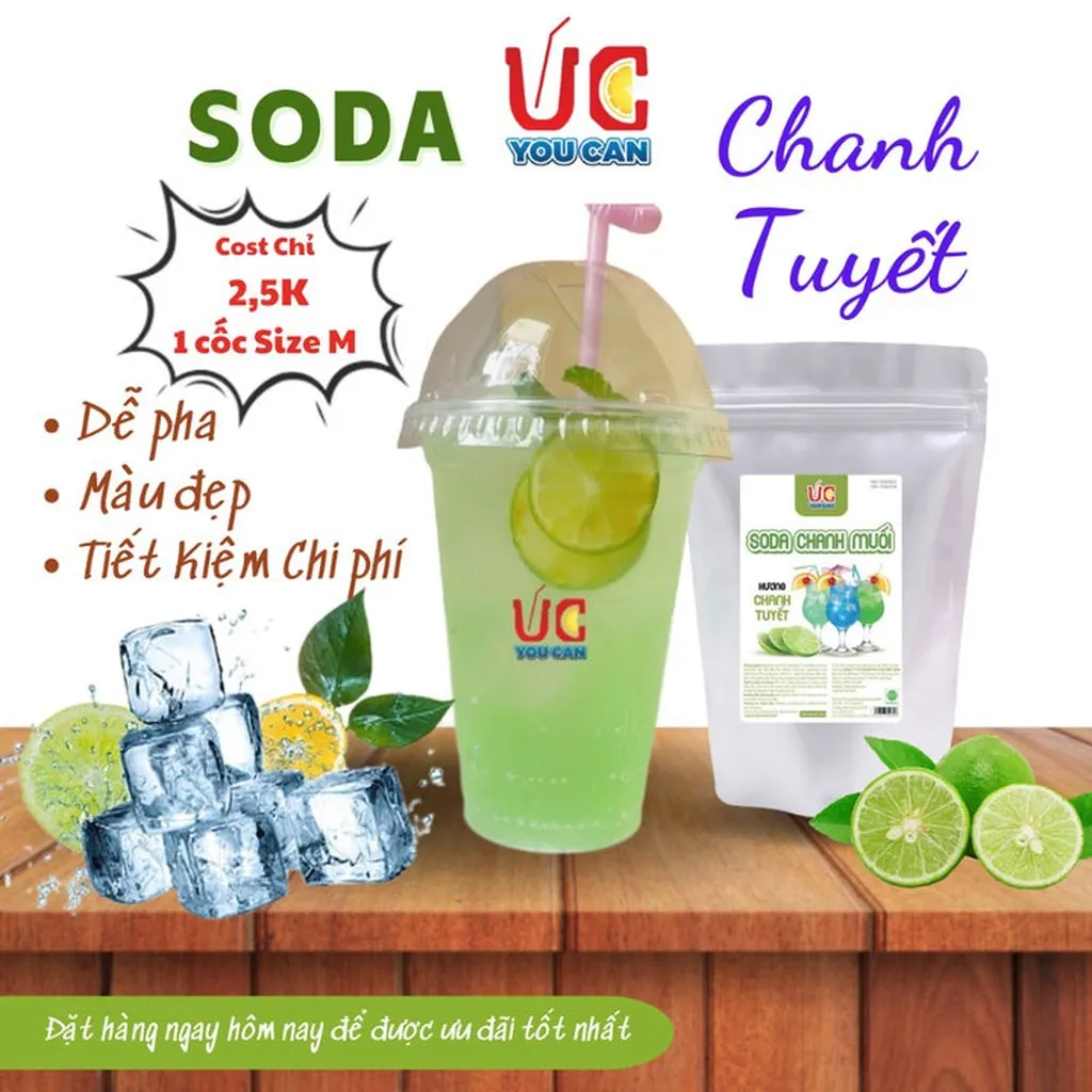 Soda Chanh Bột Hòa Tan Hương Chanh Tuyết, Nước Uống Giải Khát Có Sẵn Gas, Không Cần Siro, Thơm Ngon Túi 500gr - Lady's Passion