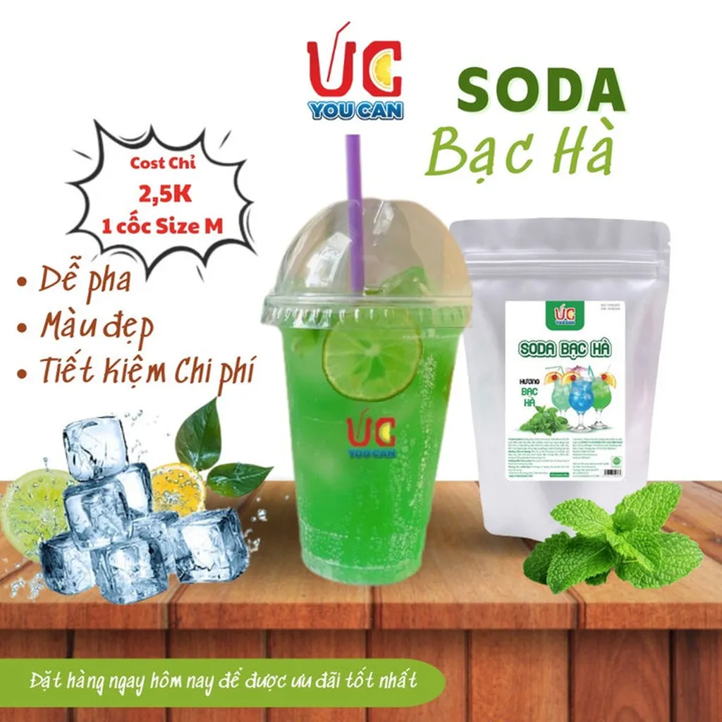 Soda Bạc Hà Bột Hòa Tan, Nước Uống Giải Khát Có Sẵn Gas, Không Cần Siro, Thơm Ngon, Dễ Pha Túi 500gr - Lady's Passion