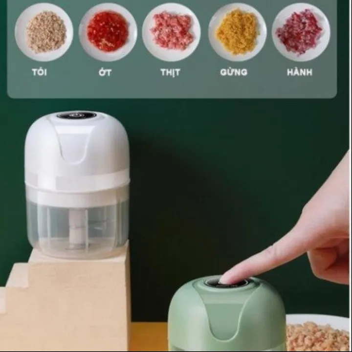 Máy Xay Mini Gia Vị Tỏi Ớt, Đồ Ăn, Có Sạc Tích Điện