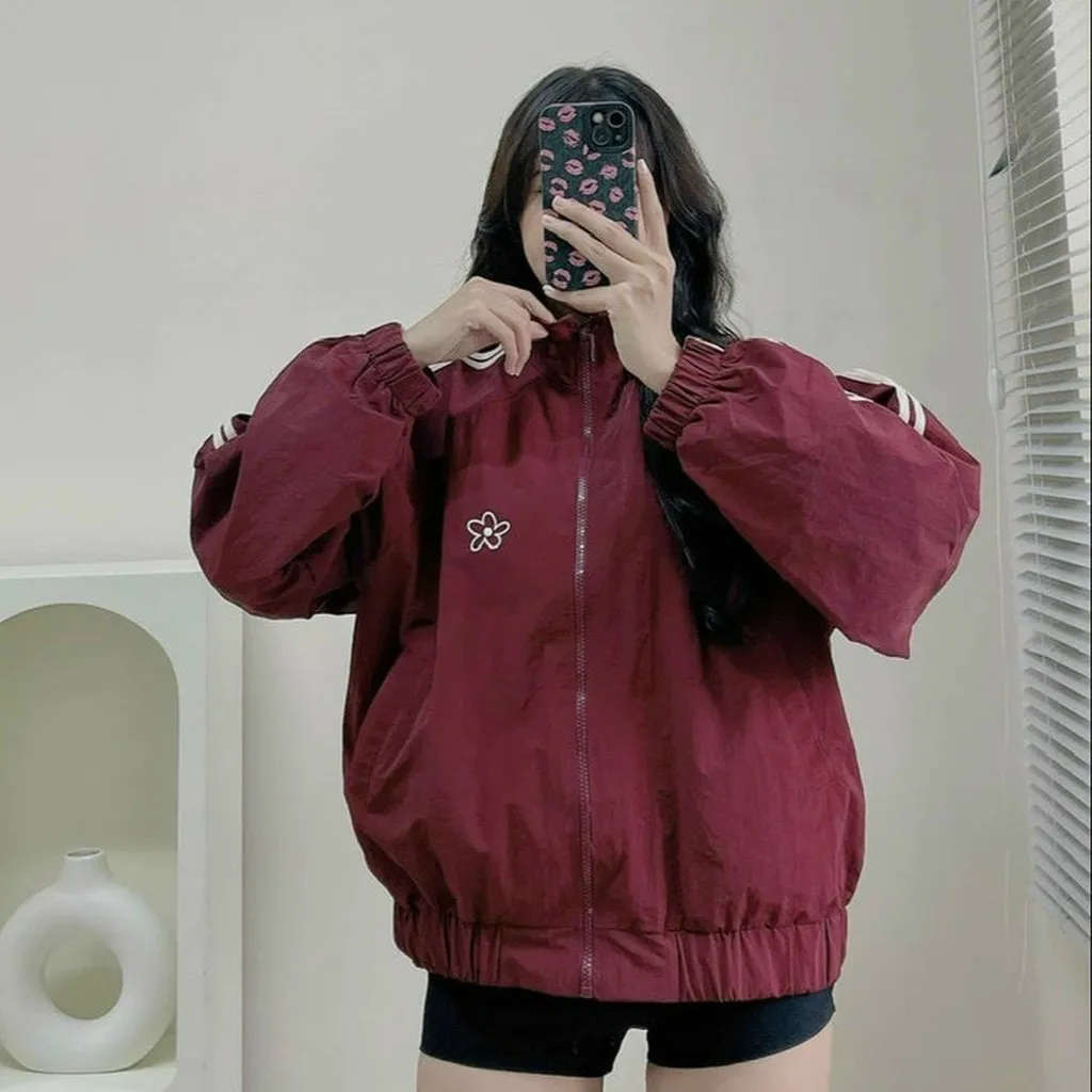 Áo Khoác Dù 2 Lớp Unisex Nam Nữ Tay Phối Sọc - Kim