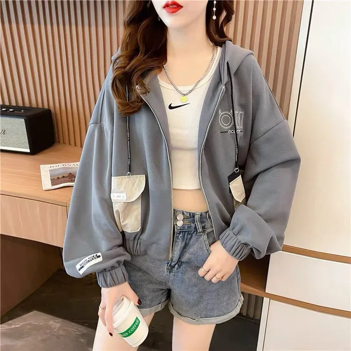 Áo Khoác Nỉ Dnags Lửng Thêu Chữ On Có Túi Hộp Siêu Đẹp Phong Cách - Htm Fashion