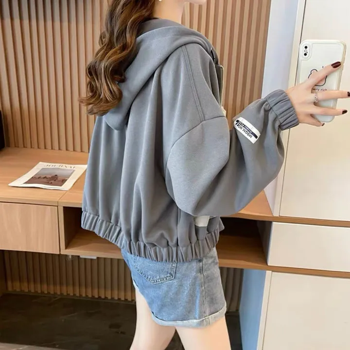 Alternative view of Áo Khoác Nỉ Dnags Lửng Thêu Chữ On Có Túi Hộp Siêu Đẹp Phong Cách - Htm Fashion