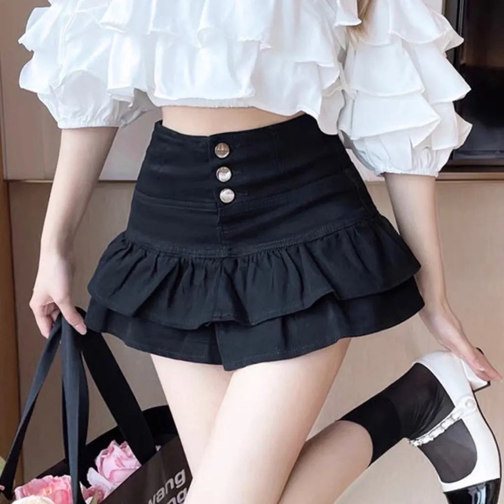 Chân Váy Kaki 2 Tầng Phối Nút - Lê Phương Boutique