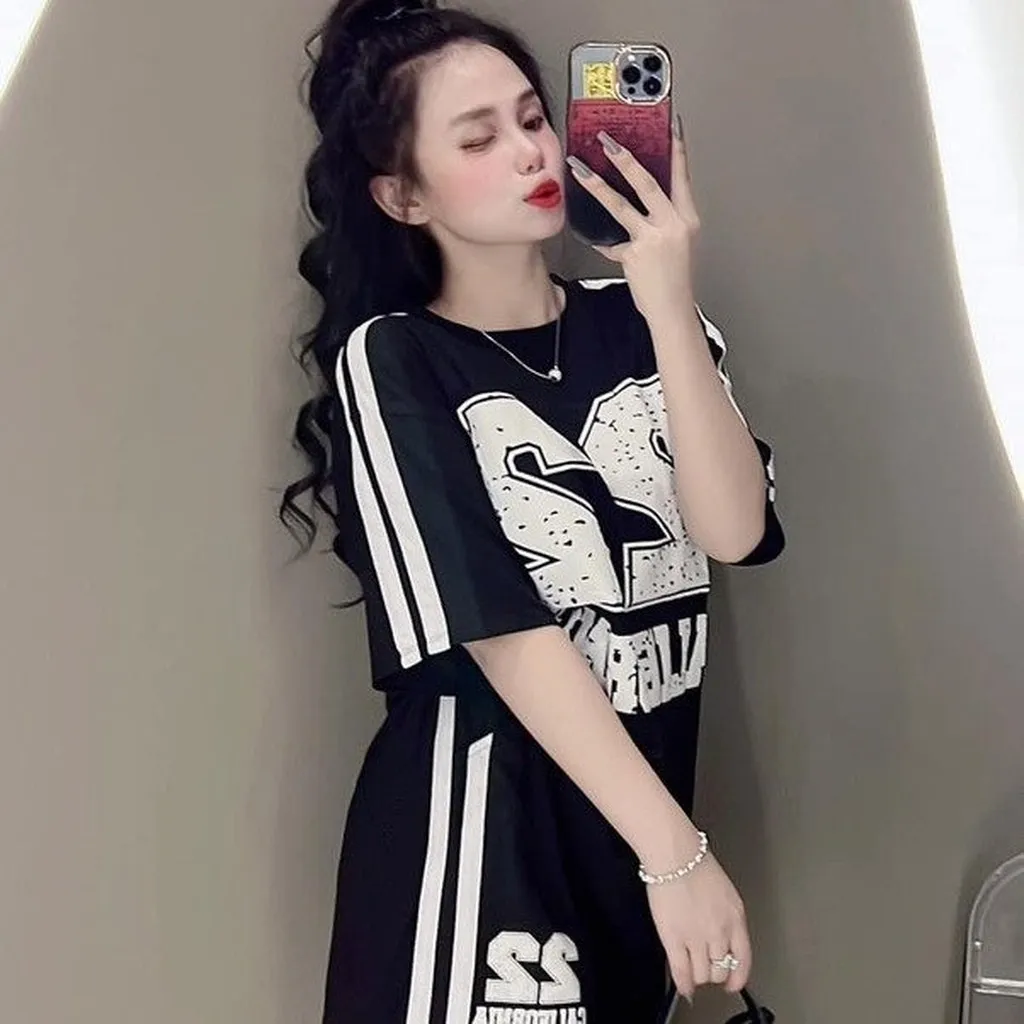 Alternative view of Bộ Đồ Đùi Thun Cotton Nữ In Số 22 Siêu Chất Phong Cách Thoải Mái Hot Trend - Htm Fashion