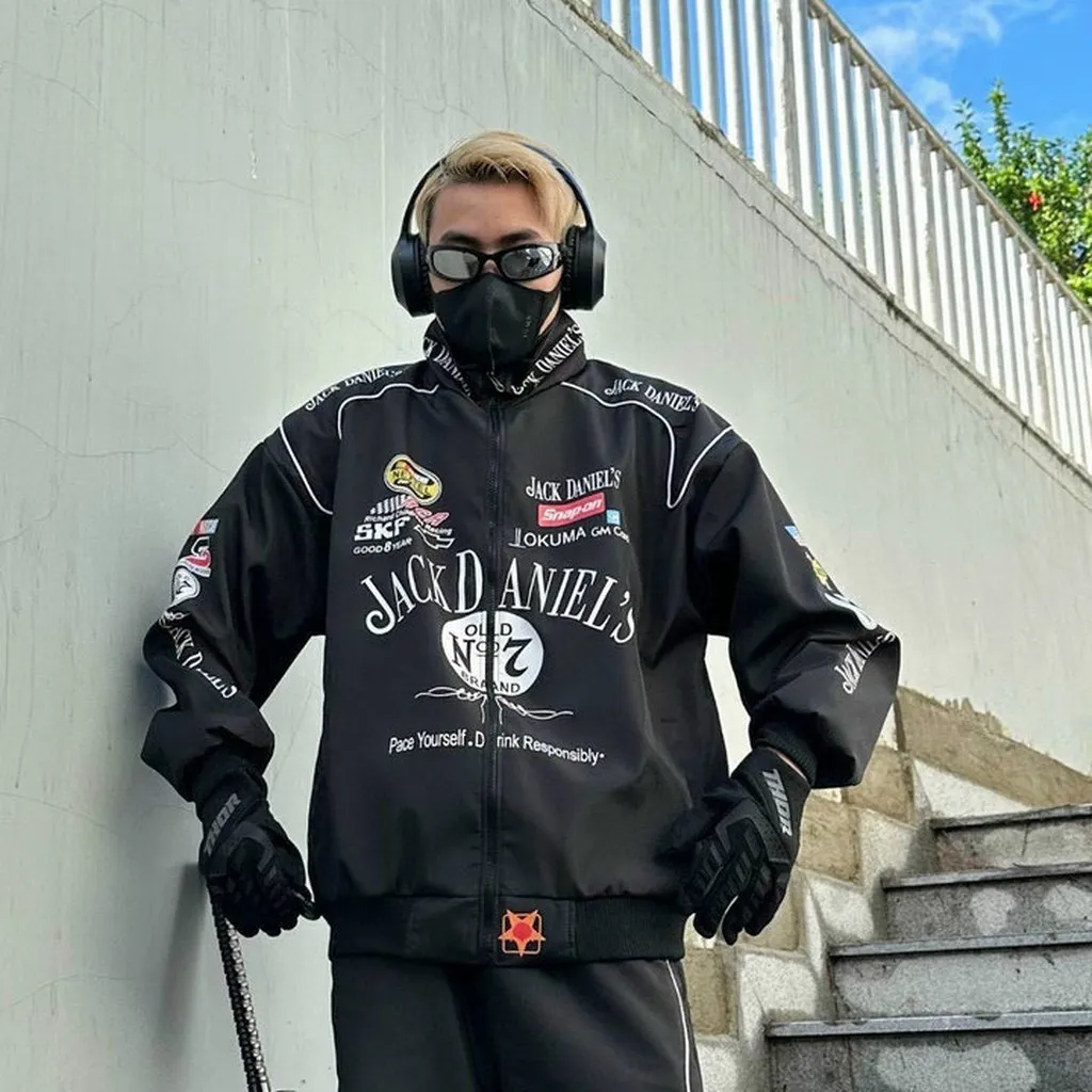 Alternative view of Áo Khoác Dù Nam Nữ Áo Form Rộng Chữ Jack Daniels Racing Boy Sắc Néthot Trend - Kim