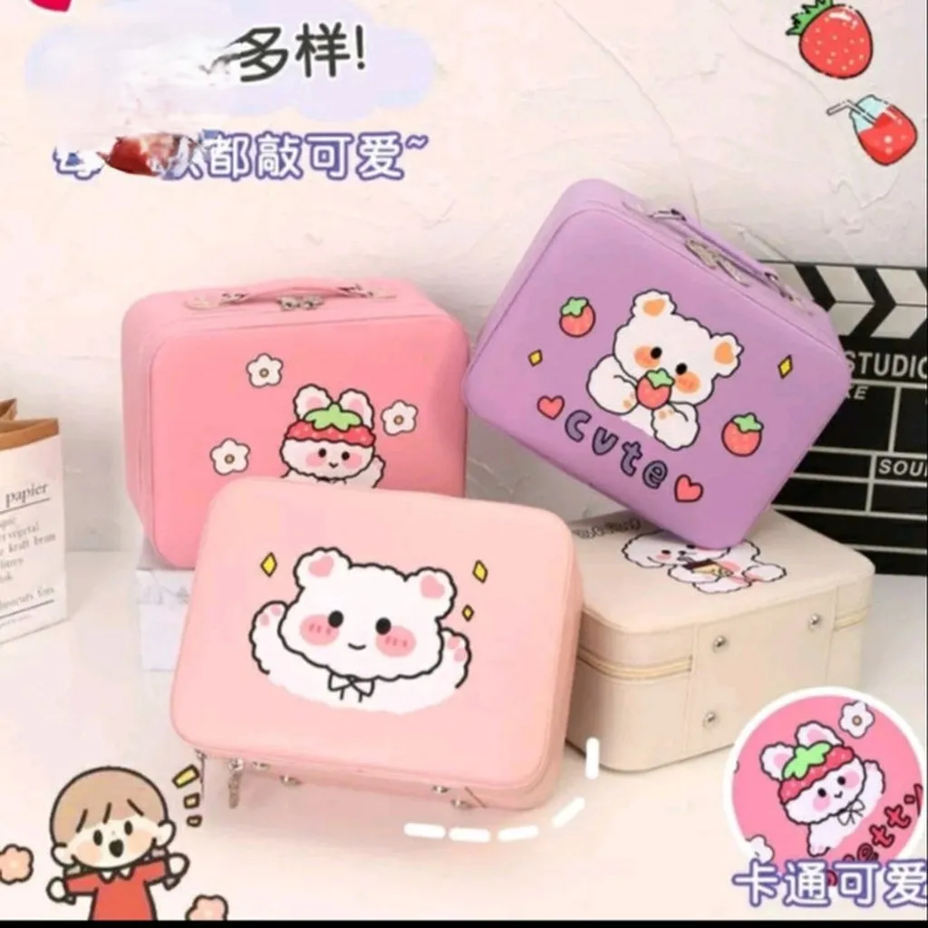 Alternative view of Hộp Đựng Mỹ Phẩm Da Pu Dạng Vali Có Gương 25*18*11cm - Shop Mẹ Bống