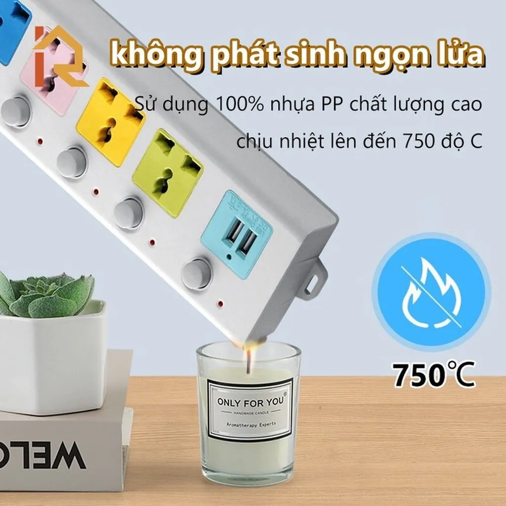 Alternative view of Ổ Cắm Điện Usb Đa Năng Cao Cấp Chống Giật Dây Dài, 2 Cổng Cắm Usb, Có Chốt An Toàn Tiện Dụng Ctb681 - Bechip