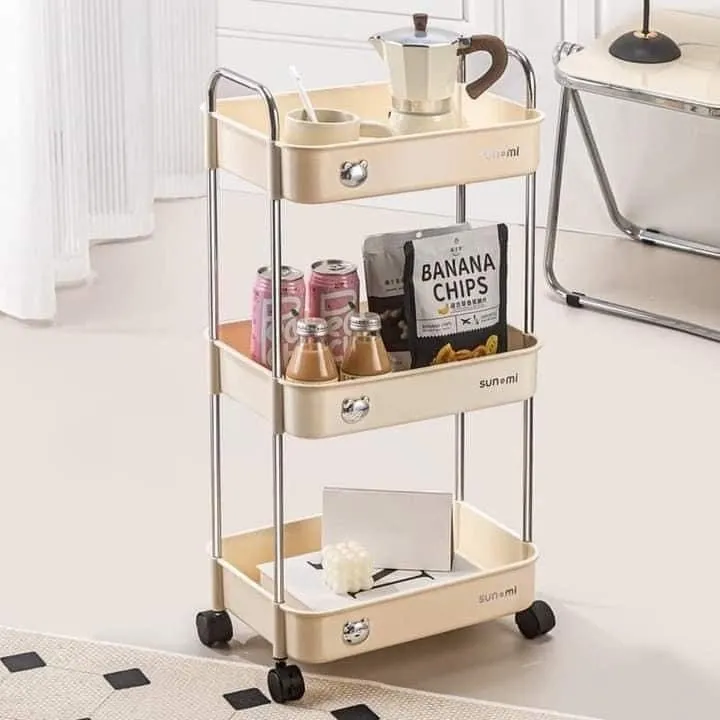 Alternative view of Kệ Gấu Sunmix 3 Tầng Đựng Đồ Đa Năng Khay Nhựa Cao Cấp Khung Inox, Có Bánh Xe Tay Cầm Dễ Di Chuyển - Gdn