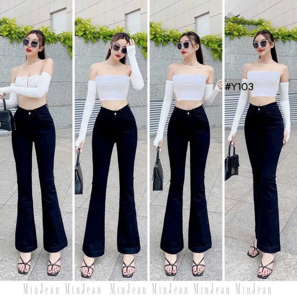 Quần Jean Nữ Ống Loe Màu Đen Chất Jean Vnxk Xịn Đẹp - Kim
