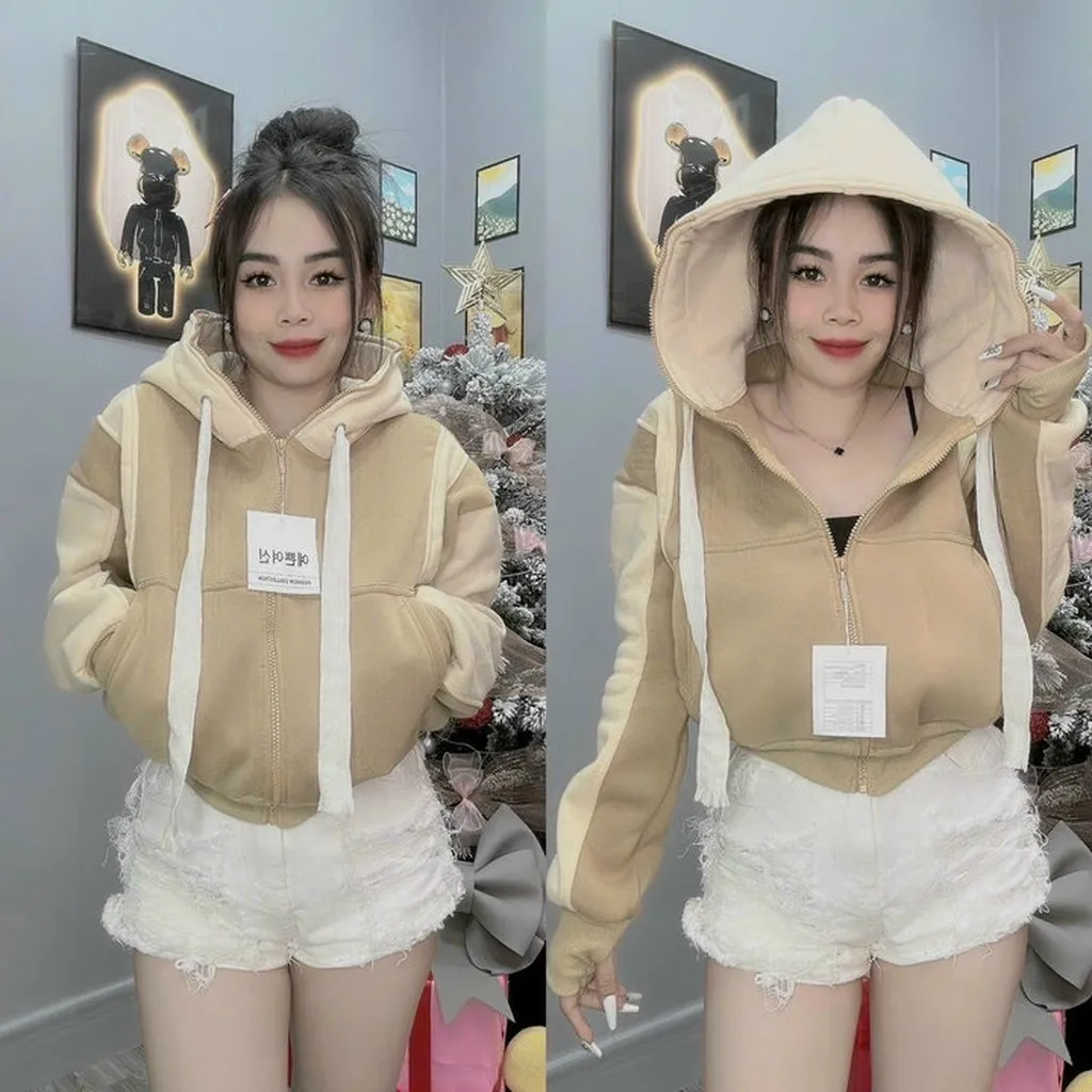 Alternative view of Áo Khoác Nỉ Dệt Vnxk Dày Dặn Phối 2 Màu Siêu Xinh - Kim