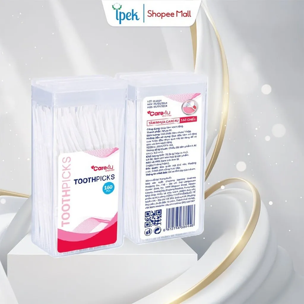 [ Mua 2 Tặng 1 ] Hộp Tăm Nhựa 160 Chiếc Care4u Nhập Khẩu Chính Hãng
