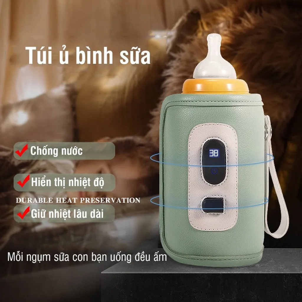 Túi Ủ Bình Sữa 3 Chế Độ Chỉnh Nhiệt Cao Cấp Có Màn Hình Led Chống Nước, Giữ Ấm Lâu Dùng Cáp Sạc Usb Tiện Lợi Mang Đi Mọi Nơi 55455 - Lady's Passion