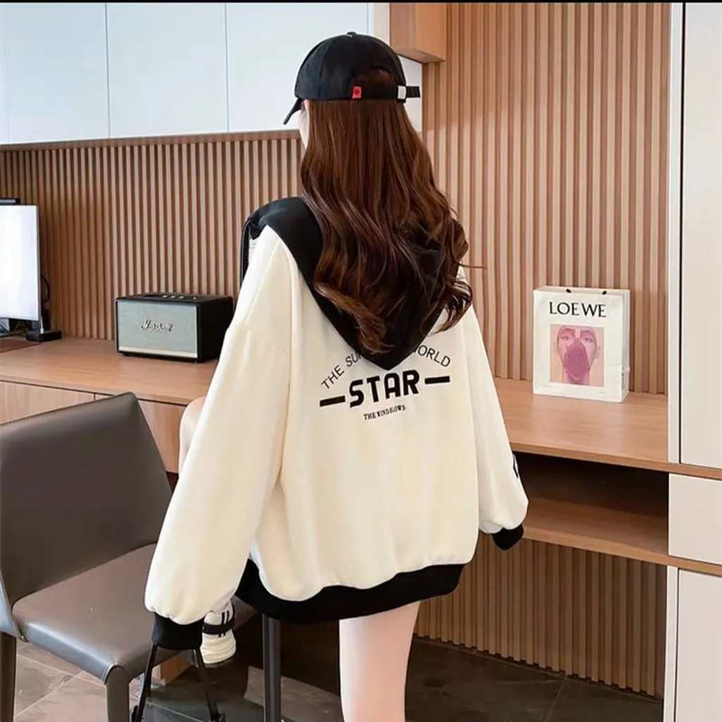 Alternative view of Áo Khoác Nỉ Bomber Nữ Nút Bấm Có Nón Phối Túi Thêu Cá Tính Hot - Htm Fashion