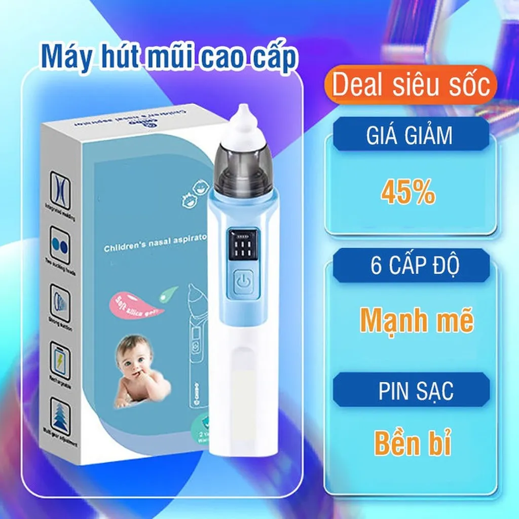 Máy Hút Mũi Làm Sạch Mũi Cho Bé Thế Hệ Mới 6 Cấp Độ Hút, Sạc Pin Usb 55957 - Lady's Passion