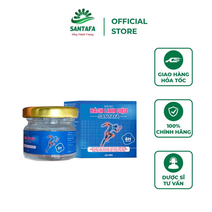 Cao Xoa Bóp Bách Linh Diệu Hiệu Quả 8h Hỗ Trợ Giảm Đau Viêm Khớp, Thoái Hoá Khớp, Đau Nhức Chân Tay, Đau Vai Gáy - Santafa