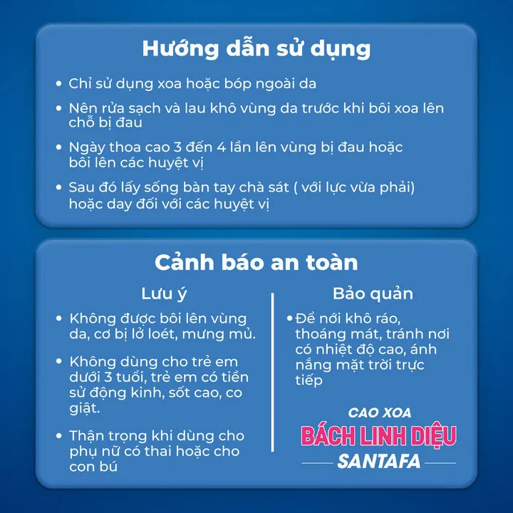 Alternative view of Cao Xoa Bóp Bách Linh Diệu Hiệu Quả 8h Hỗ Trợ Giảm Đau Viêm Khớp, Thoái Hoá Khớp, Đau Nhức Chân Tay, Đau Vai Gáy - Santafa