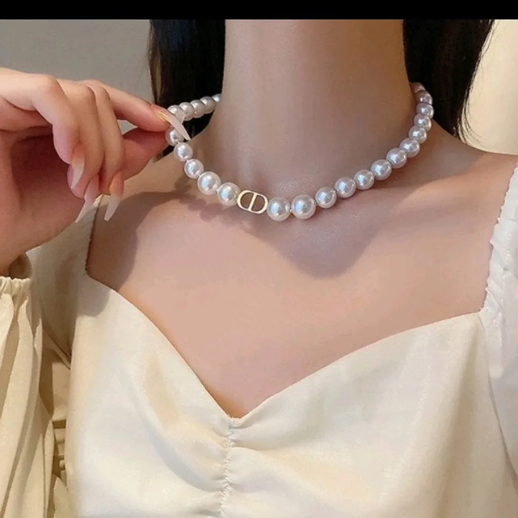 Vòng Cổ Pha Lê Ngọc Trai Nhân Tạo Yvy35_ Triệu Vy Store