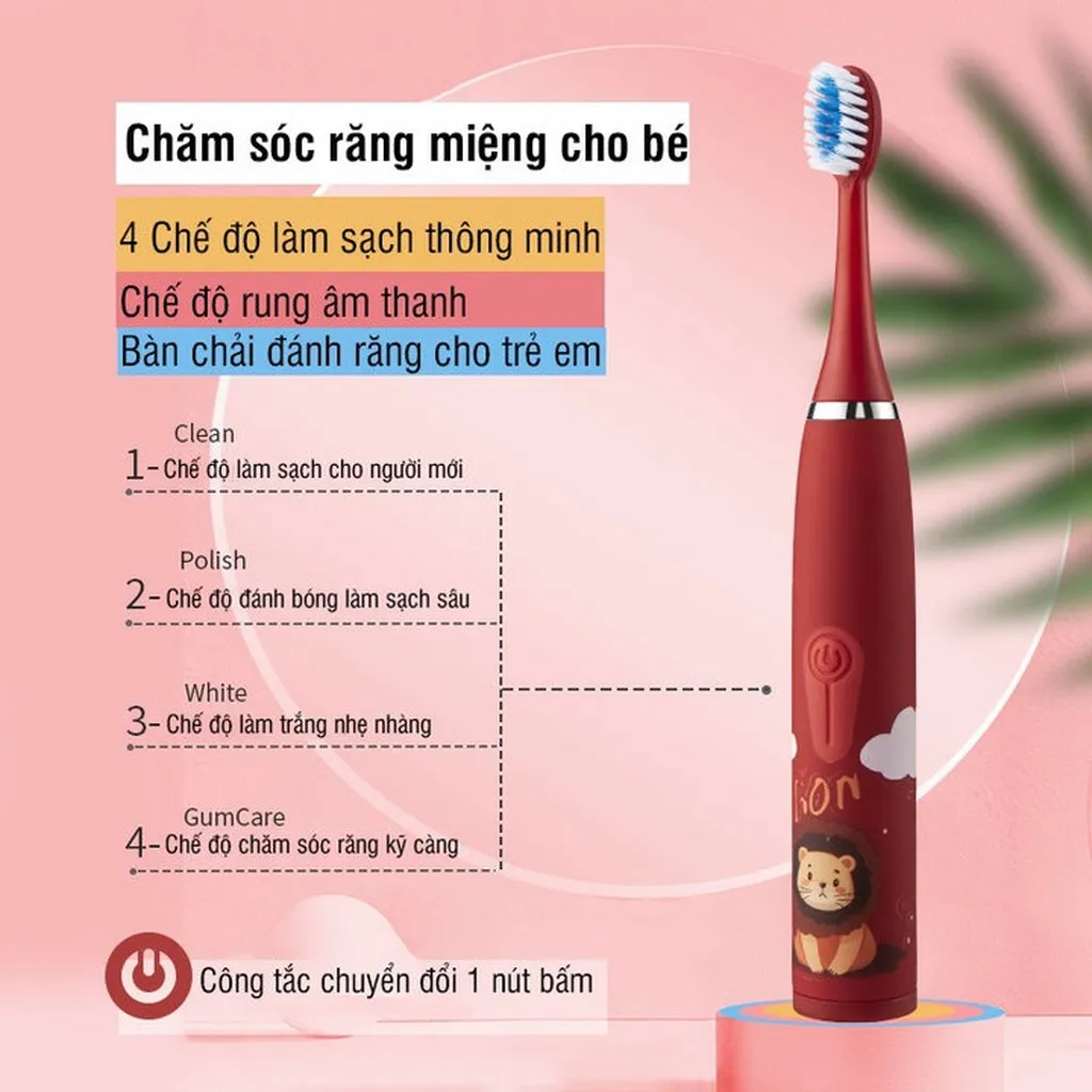 Bàn Chải Đánh Răng Trẻ Em Bằng Điện Tặng Kèm 5 Đầu Bàn Chải Thay Thế 56550 - Lady's Passion