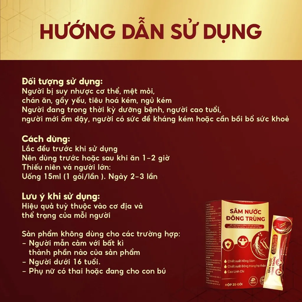 Alternative view of Nước Đông Trùng Hạ Thảo Giúp Bồi Bổ Cơ Thể Tăng Sức Khỏe Hỗ Trợ Ăn Ngủ Ngon Giảm Mệt Mỏi - Hộp 20 Gói - Santafa