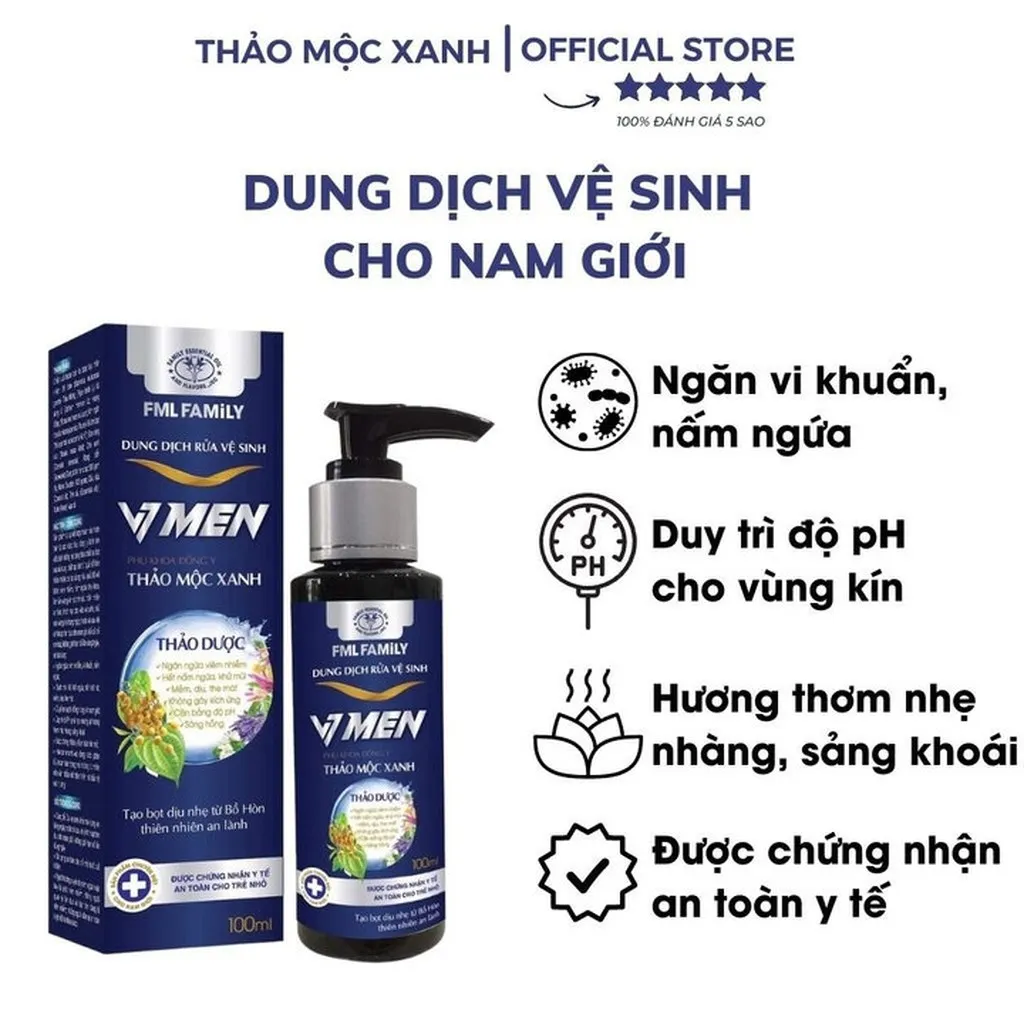 Dung Dịch Rửa Vệ Sinh Cho Nam Giới Vmen 100ml-thảo Mộc Xanh