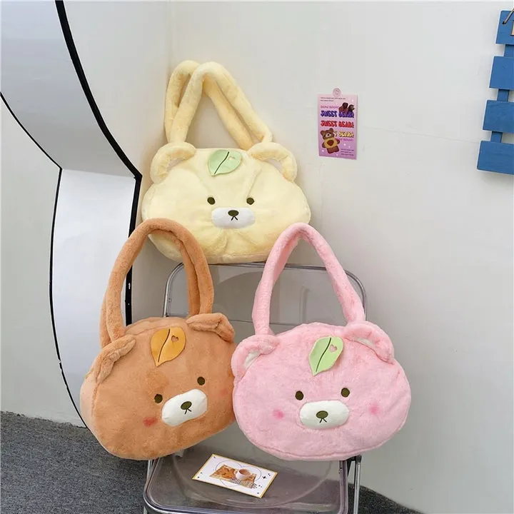 Túi Tote Hoạt Hình Gấu Đính Lá Size Lớn Có Khóa Kéo Hottrend Độc Lạ Siêu Đáng Yêu-dmastore