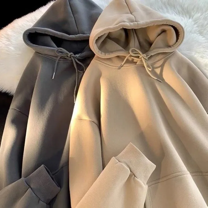 Áo Nỉ Hoodie Zip Mũ 2 Lớp Trơn Form Rộng Unisex