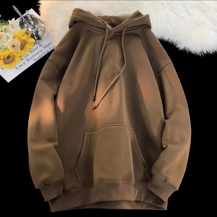 Alternative view of Áo Nỉ Hoodie Zip Mũ 2 Lớp Trơn Form Rộng Unisex
