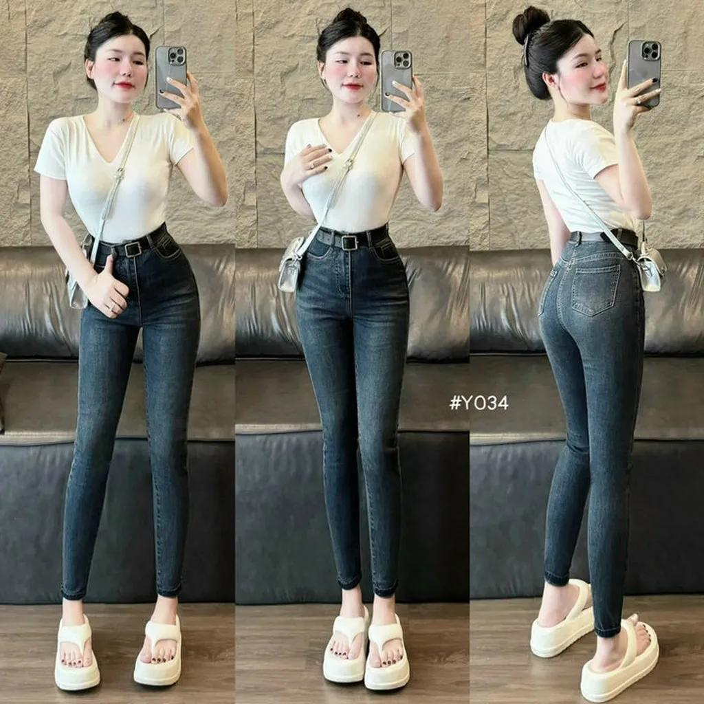 Alternative view of Quần Jean Skinny Lưng Cao Basic Hack Dáng - Kim