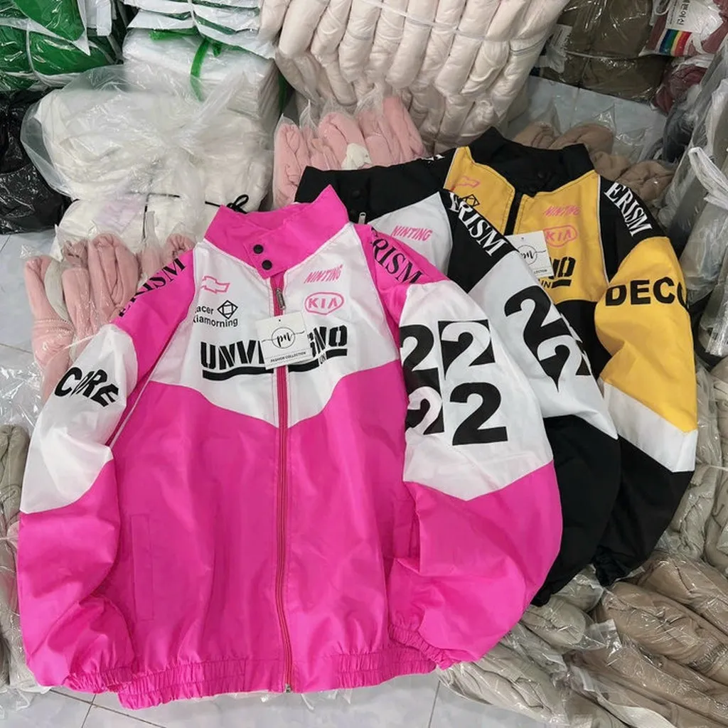 Áo Khoác Dù Unisex 2 Lớp Phối Màu Siêu Xinh Cổ Nút Bấm In Số 22 - Kim
